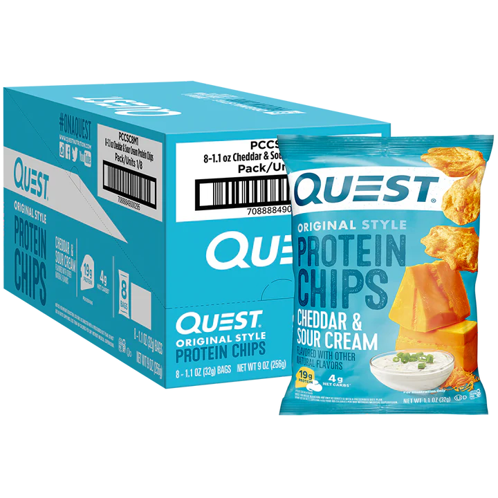 Quest Protein Chips Tortilla Style 4 G Pack of 8 - Cheddar N Sour Cream