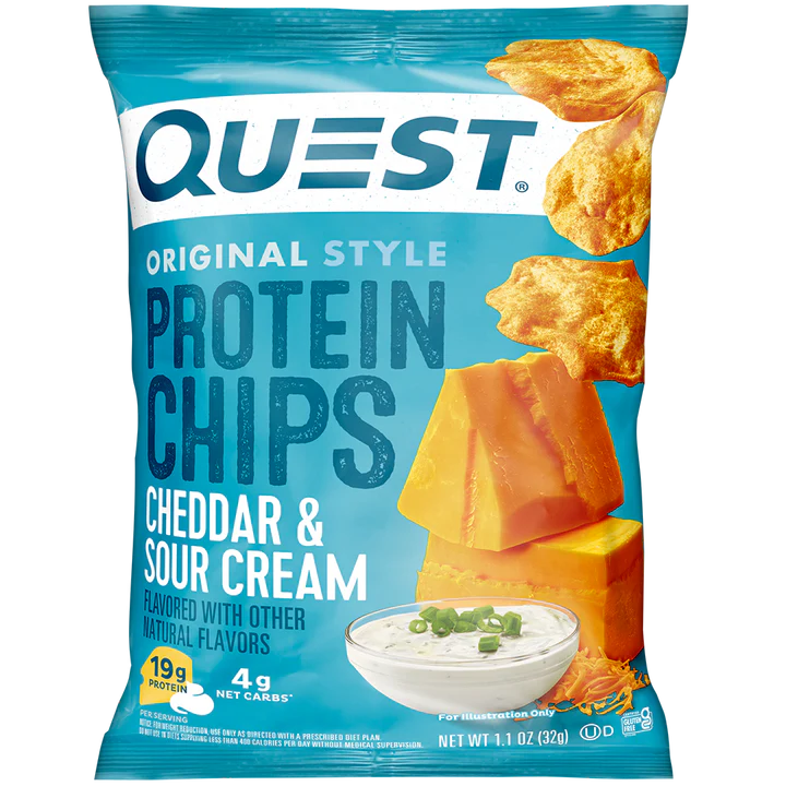 Quest Protein Chips Tortilla Style 4 G Pack of 8 - Cheddar N Sour Cream Best Price in Dubai