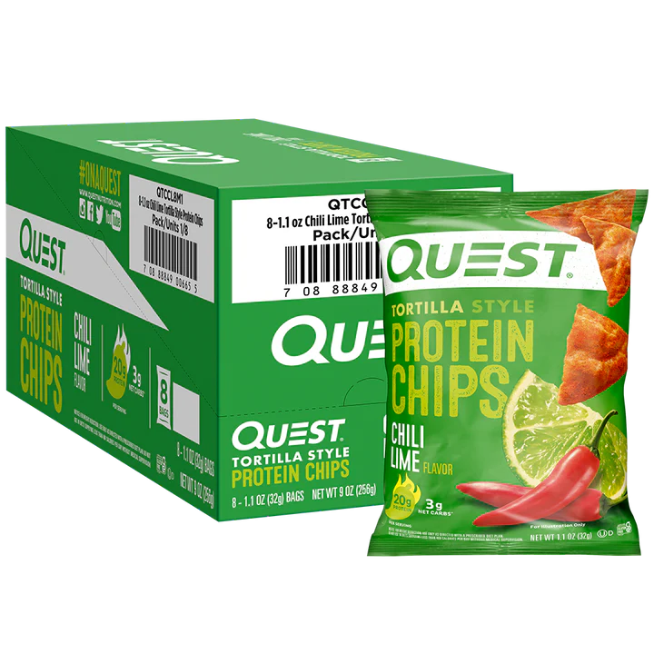 Quest Protein Chips Tortilla Style 4 G Pack of 8 - Chilli Lime