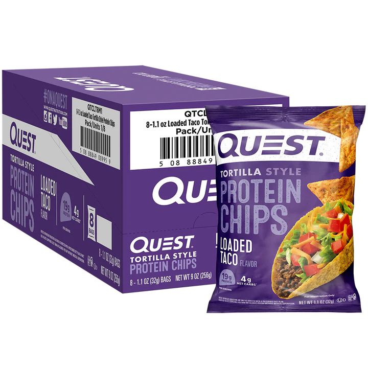 Quest Protein Chips Tortilla Style 4 G Pack of 8 - Loaded Taco