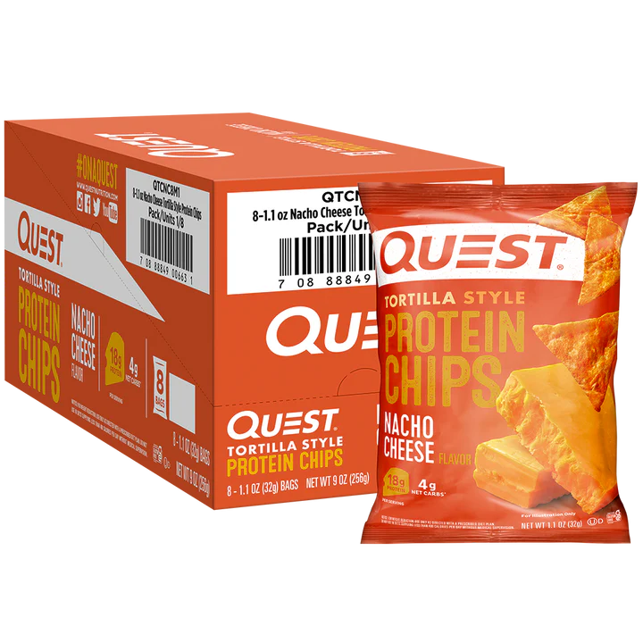 Quest Protein Chips Tortilla Style 4 G Pack of 8 - Nacho Cheese