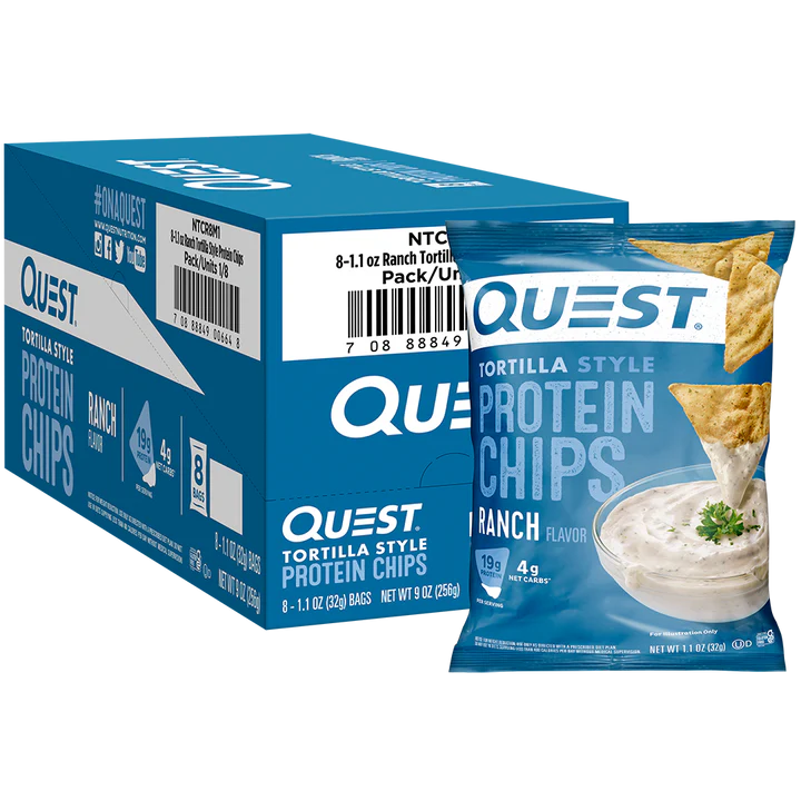 Quest Protein Chips Tortilla Style 4 G Pack of 8 - Ranch