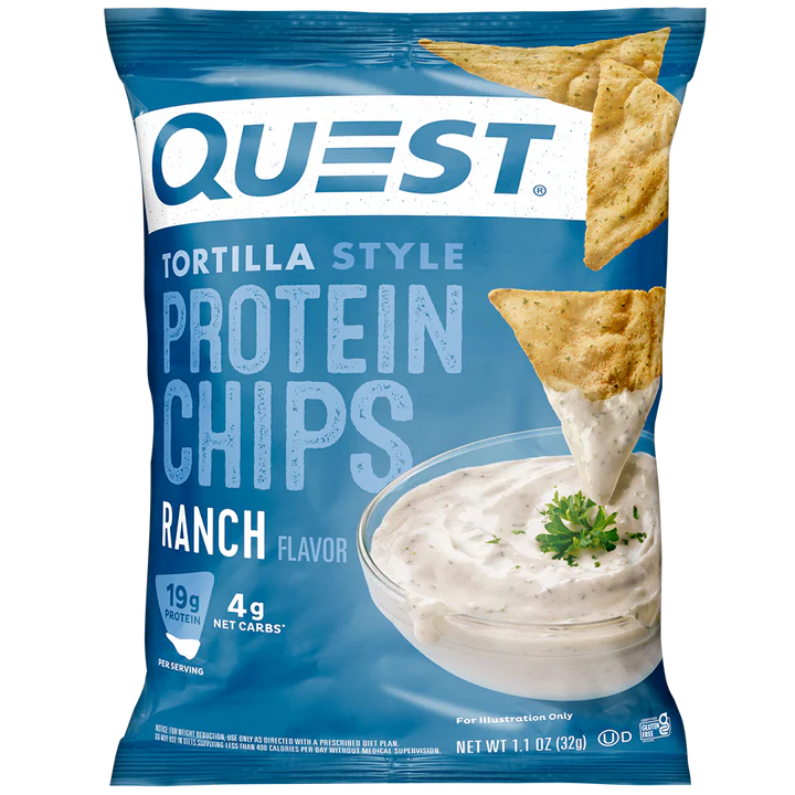 Quest Protein Chips Tortilla Style 4 G Pack of 8 - Ranch Best Price in Dubai