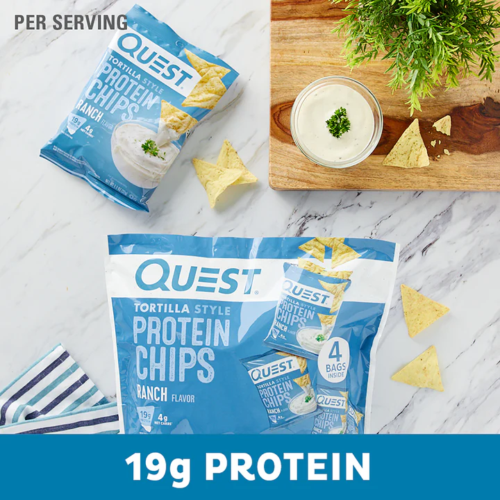 Quest Protein Chips Tortilla Style 4 G Pack of 8 - Ranch Best Price in Al Ain