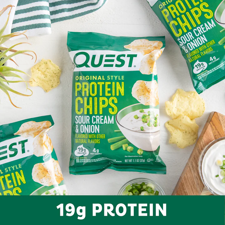 Quest Protein Chips Tortilla Style 4 G Pack of 8 - Sour Cream N Onion Best Price in Al Ain