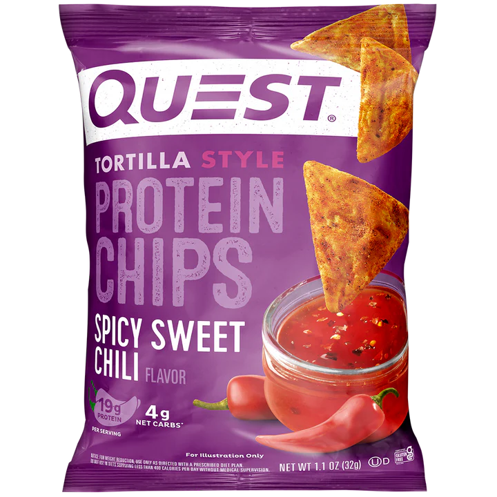 Quest Protein Chips Tortilla Style 4 G Pack of 8 - Spicy Sweet Chilli Best Price in Dubai