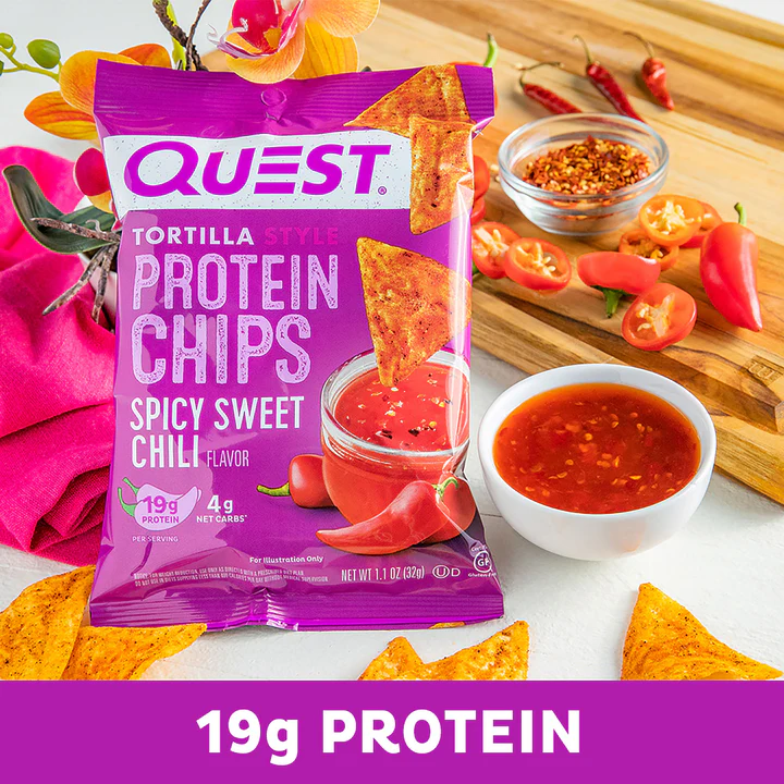 Quest Protein Chips Tortilla Style 4 G Pack of 8 - Spicy Sweet Chilli Best Price in Al Ain