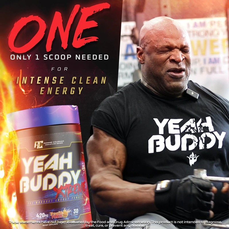 Ronnie Coleman Yeah Buddy Xtreme Pre-Workout 30 Servings - Green Apple Best Price in  Dubai