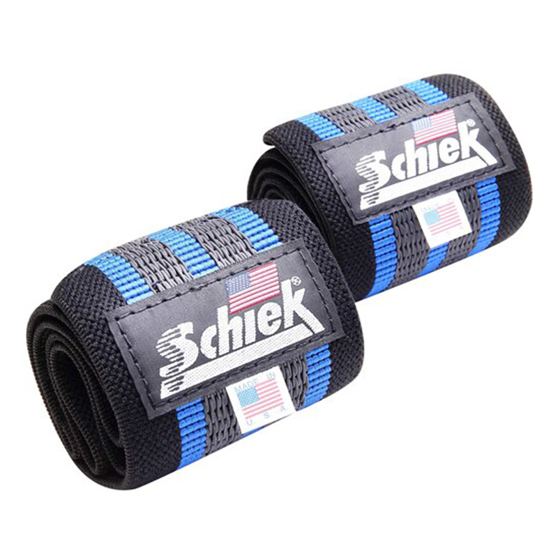 Schiek 18 Inch Heavy Duty Rubber Reinforced Wrist Wraps - Black/Blue Best Price in Dubai