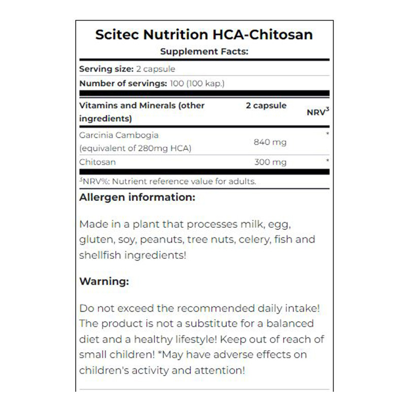 Scitec Nutrition HCA Chitosan 100 Caps Best Price in Dubai