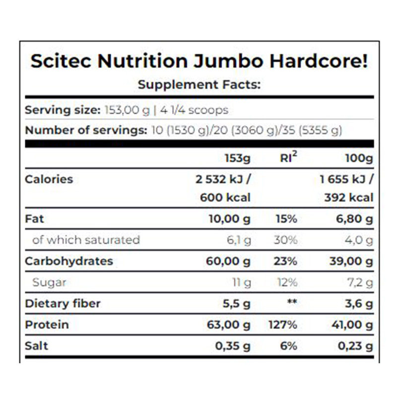 Scitec Nutrition Jumbo Hardcore 3060 g - Chocolate Best Price in Dubai