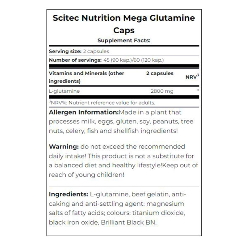Scitec Nutrition Mega Glutamine 90 Caps Best Price in Dubai