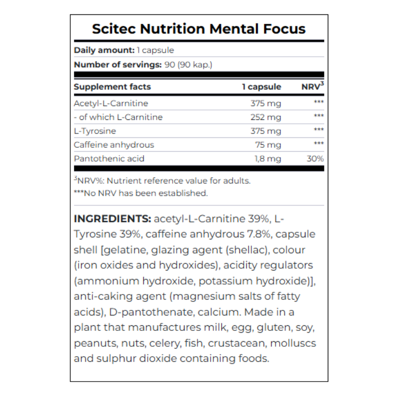 Scitec Nutrition Mental Focus 90 Caps Best Price in Dubai