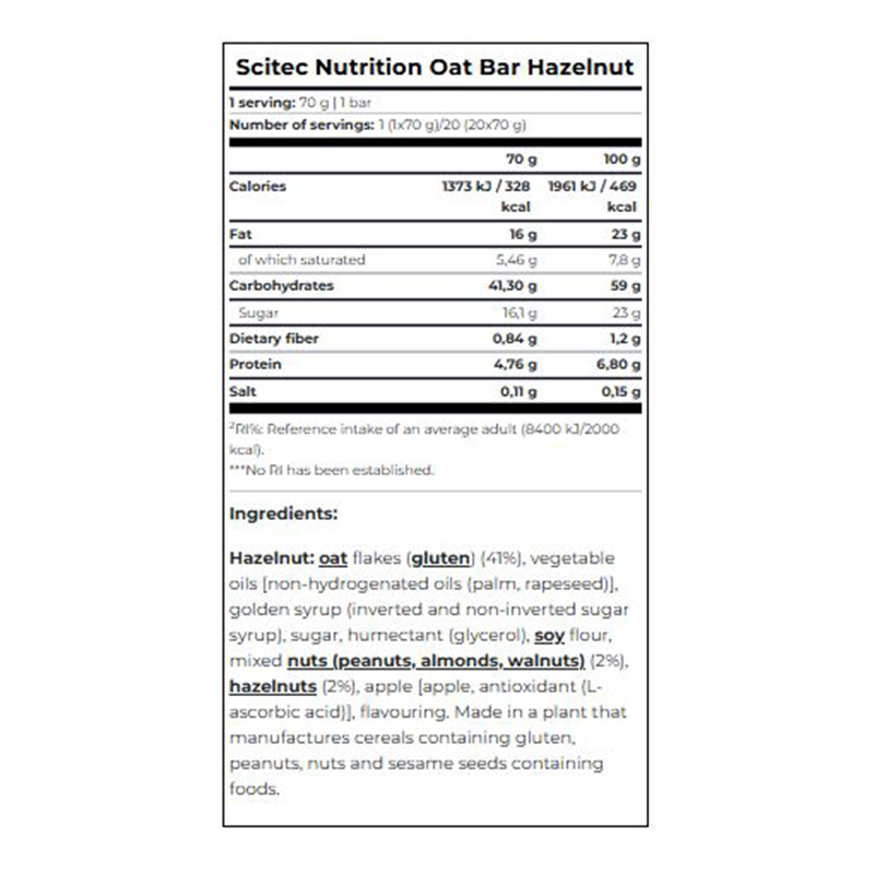 Scitec Nutrition Oat Bar 70 Gr - Nuts Best Price in Dubai