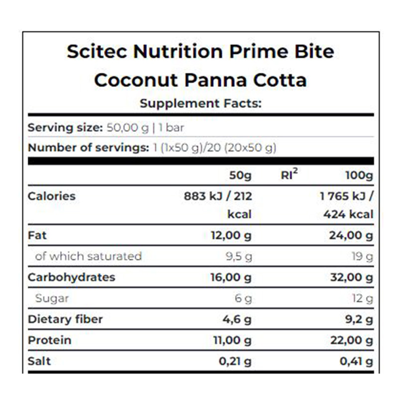 Scitec Nutrition Prime Bite Protein Bar 50G 20Pcs - Hazelnut Cream Best Price in Dubai