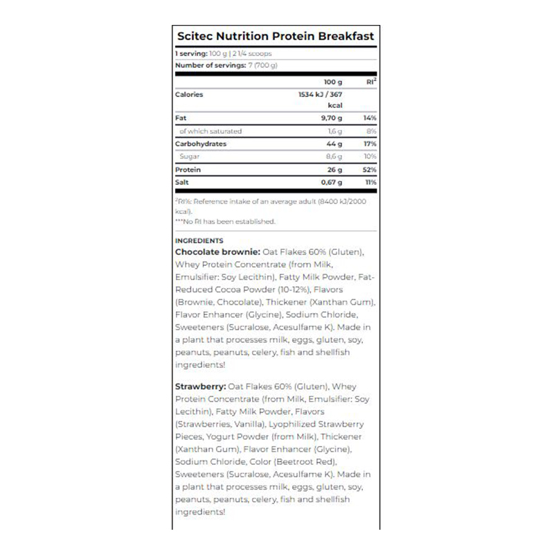 Scitec Nutrition Protein Breakfast 700 G - Chocolate Brownie Best Price in Dubai