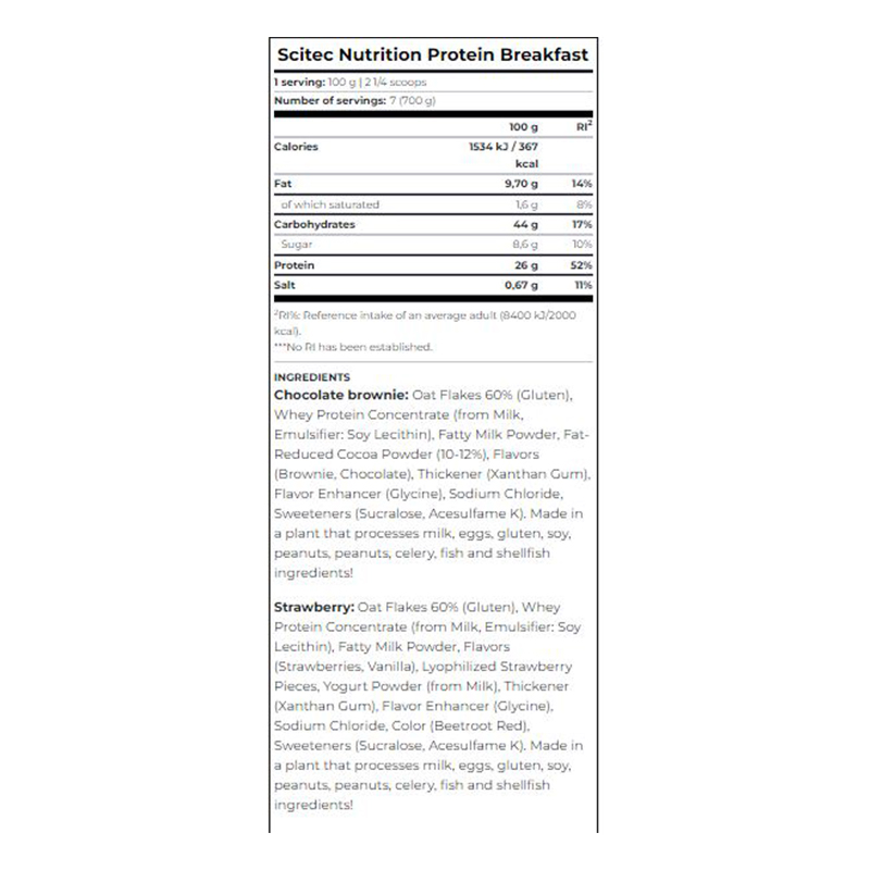 Scitec Nutrition Protein Breakfast 700 G - Strawberry Best Price in Dubai