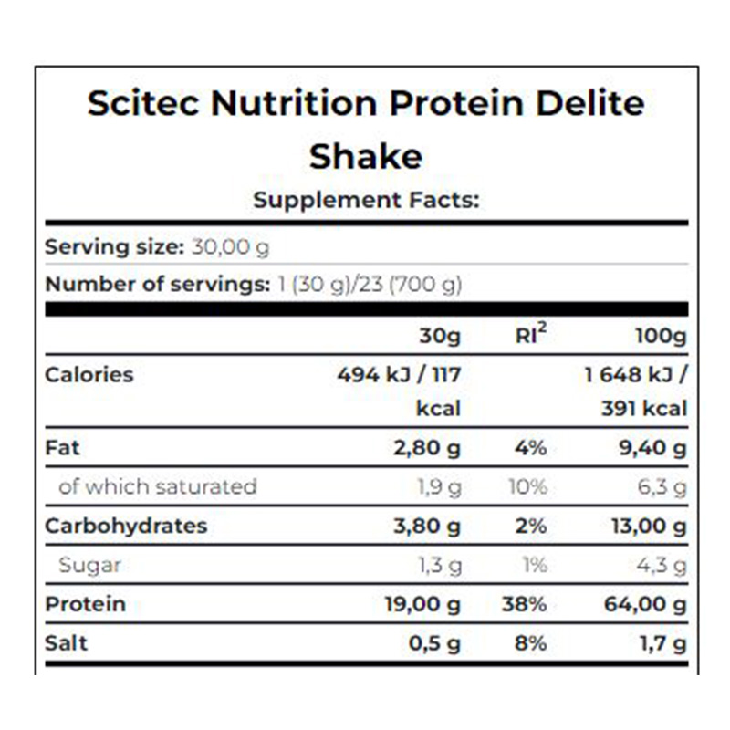 Scitec Nutrition Protein Delite Shake 700g 23 Servings - Chocolate Best Price in Dubai