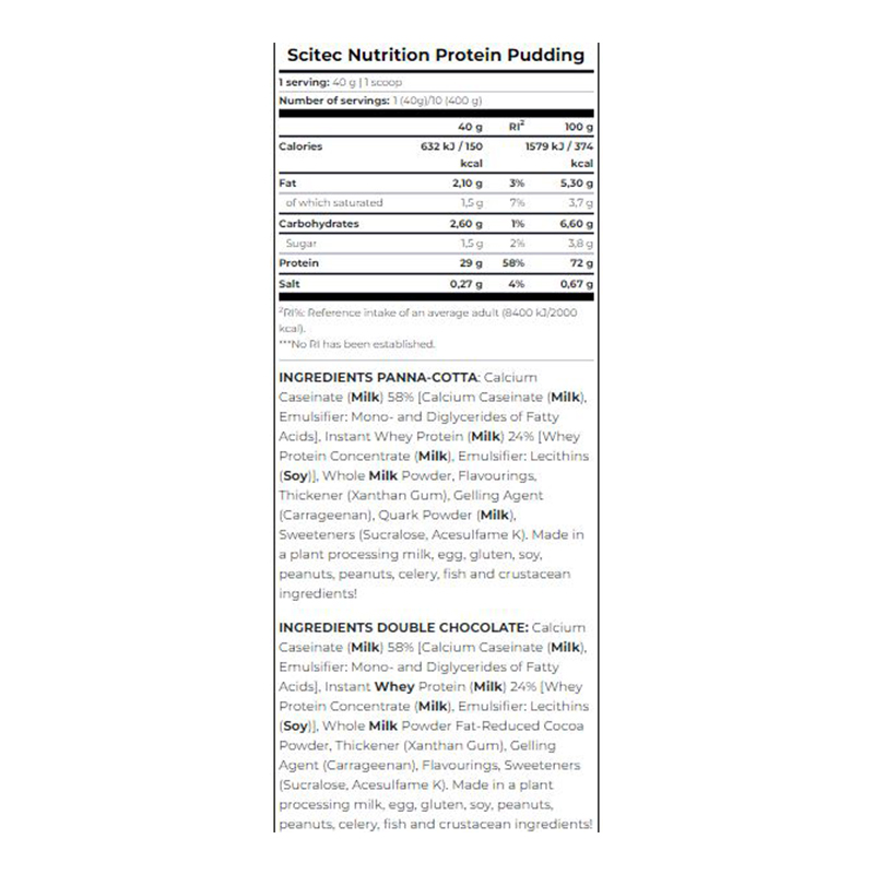 Scitec Nutrition Protein Pudding 400 G - Double Chocolate Best Price in Dubai