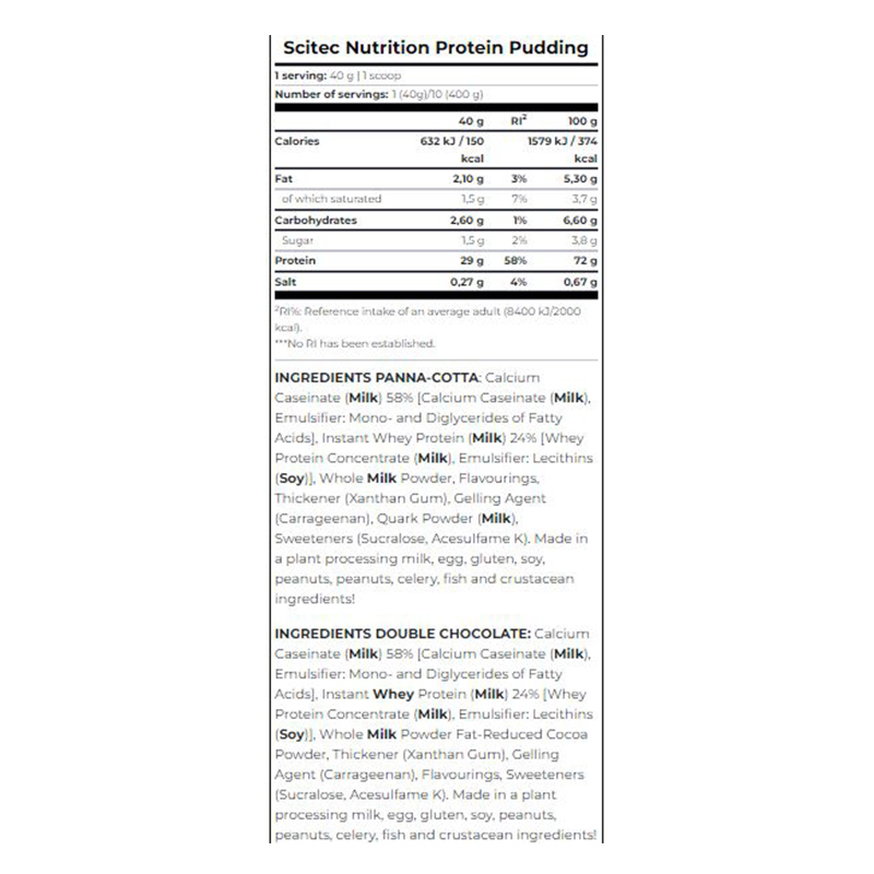 Scitec Nutrition Protein Pudding 400 G - Panna Cotta Best Price in Dubai