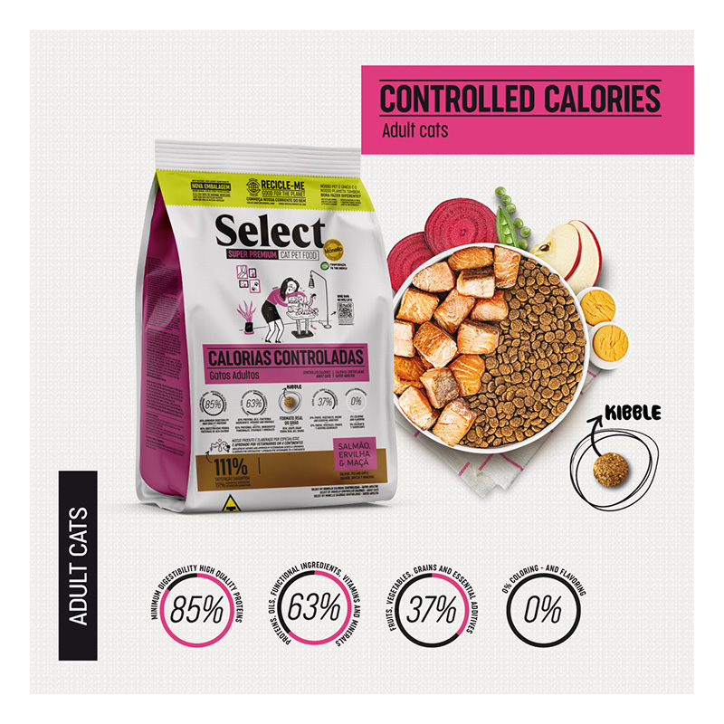 Select by Monello Controlled Calories Cat Food 1.5 Kg - Salmon, Pea and Apple Best Price in Dubai