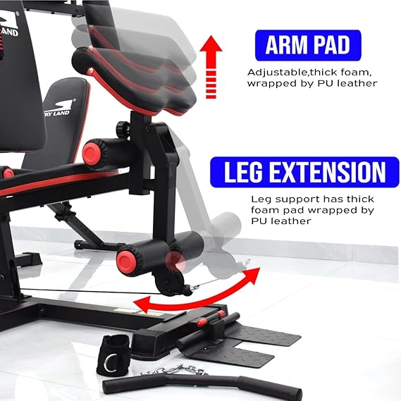 Sky Land Home Gym 3 Station Weight Stack With Pull up bar Sit Up Power Tower Workout Stand Bench Press Best Price in UAE