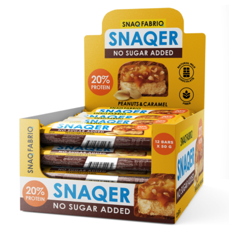 Snaqer Sugar Free Bar 50 G 12 Pcs in Box - Peanuts & Caramel