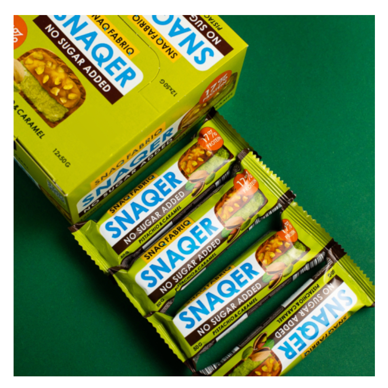 Snaqer Sugar Free Bar 50 G 12 Pcs in Box - Pistachio & Caramel Best Price in Dubai