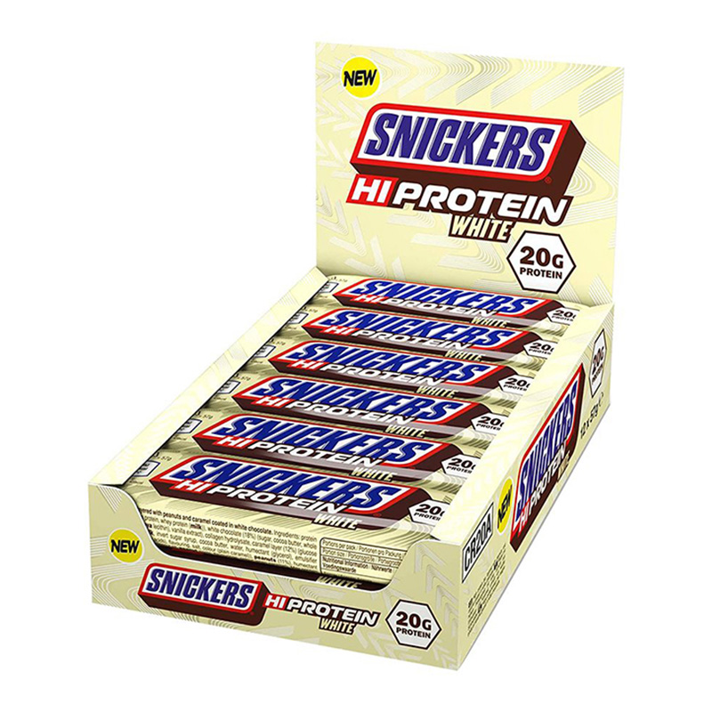 Snickers HI Protein White Chocolate Bars Box of 12 Bars