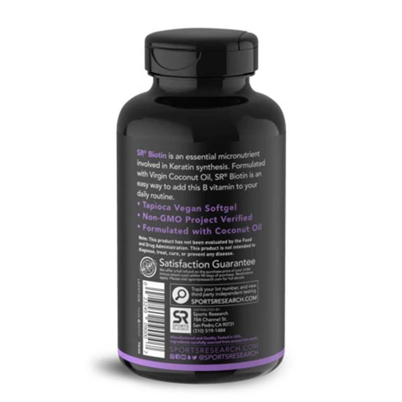 Sports Research Biotin 5,000mcg (120 veggie softgels) Hair, Skin Nails Best Price in Abudhabi