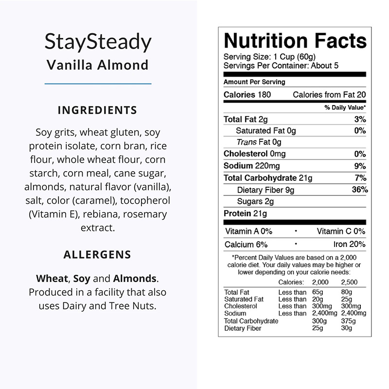 Stay Steady Cereal Vanilla Almond 1x6 Best Price in Abudhabi