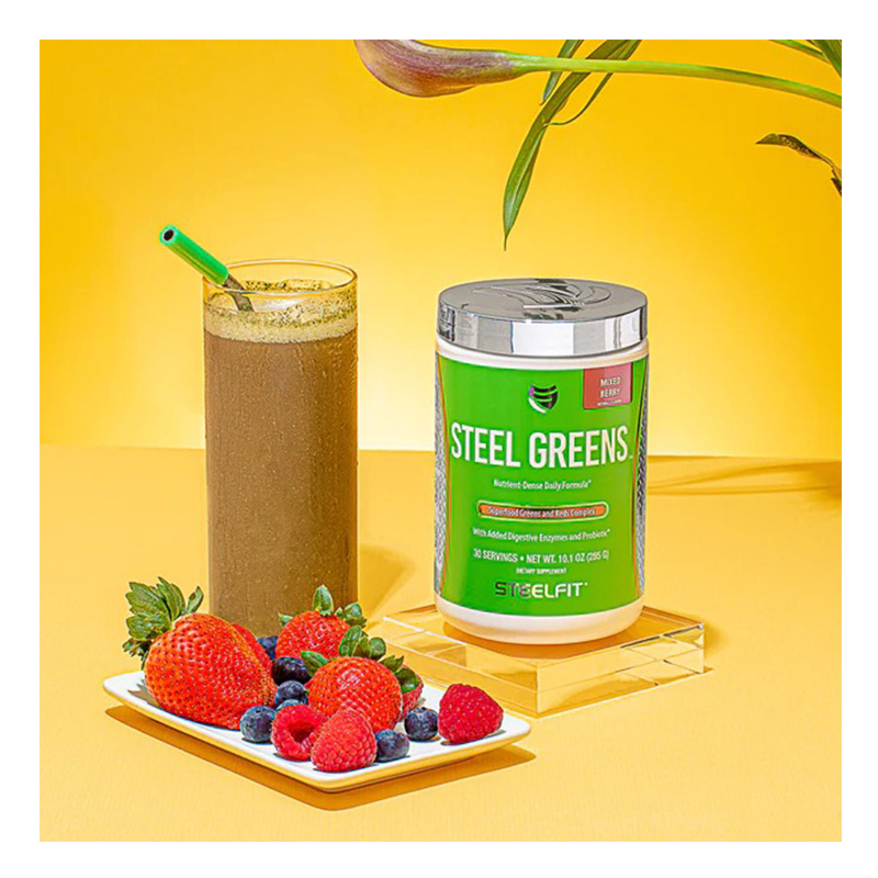 Steel Fit Steel Greens Superfood Greens and Reds Complex 285 G - Mixed Berry Best Price in Dubai