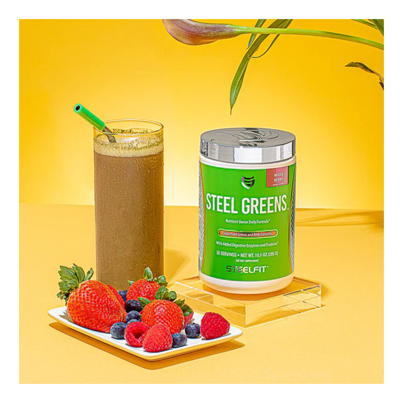 Steel Fit Steel Greens Superfood Greens and Reds Complex 285 G - Pineapple Ginger Best Price in Dubai