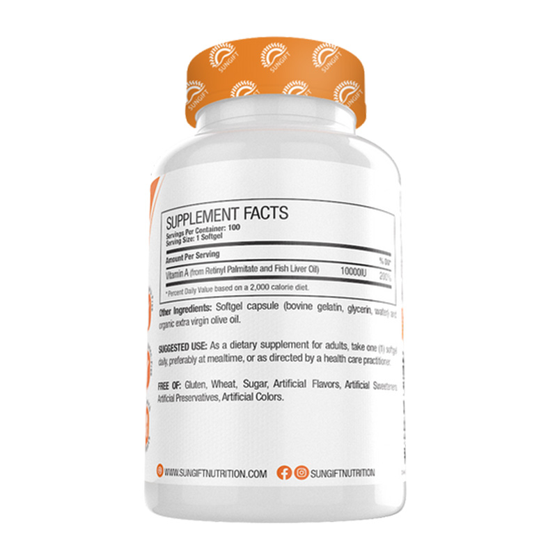 Sungift Nutrition Vitamin A 10000 IU 100 Tabs Best Price in Abu Dhabi