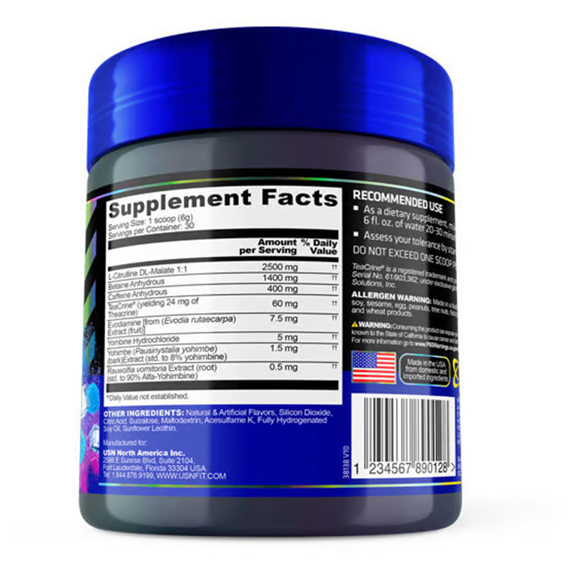 USN 3XT Max Energy Pre-Workout 30 Servings - Blue Raspberry Best Price in Dubai