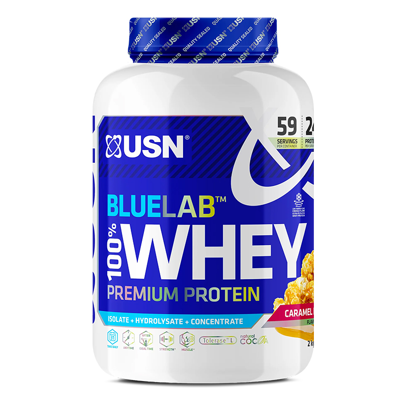 USN Blue Lab 100% Whey Premium Protein 2 Kg - Whey Caramel Popcorn