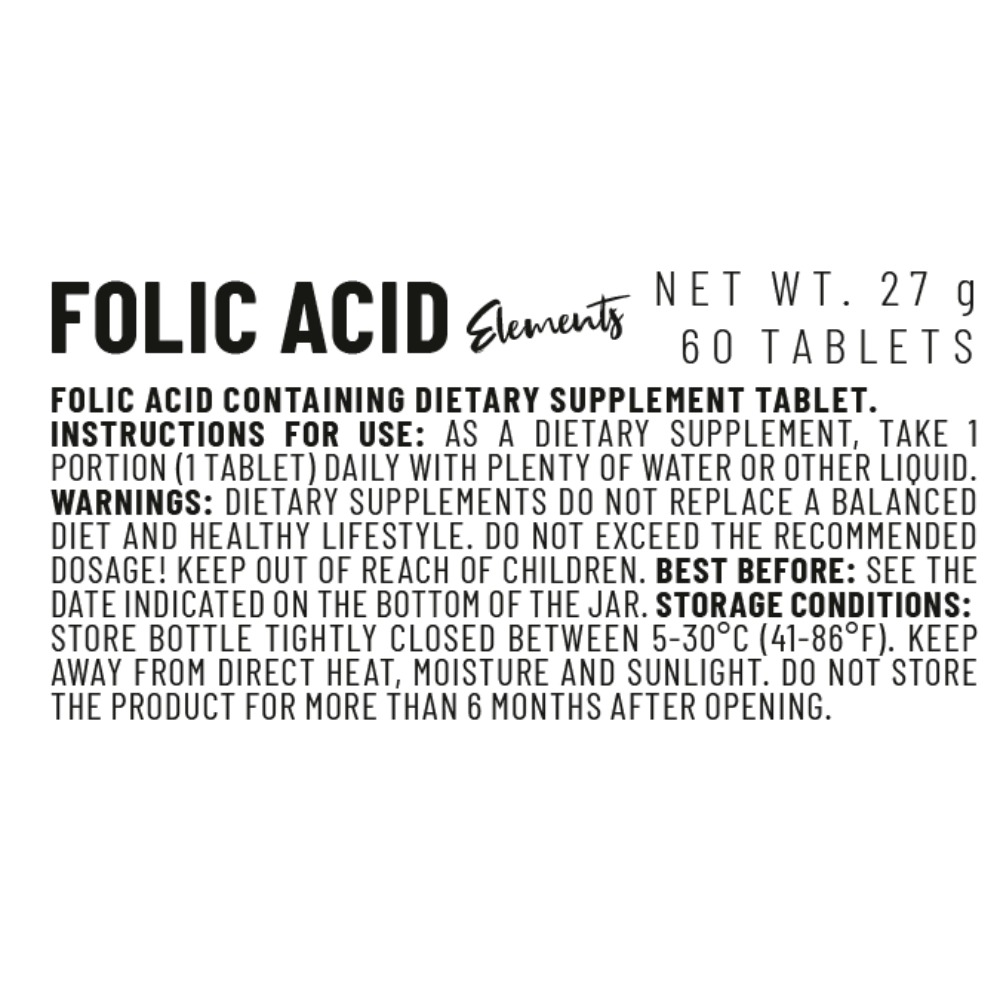 Vitacorp Elements Folic Acid 60Tabs Best Price in Abu Dhabi