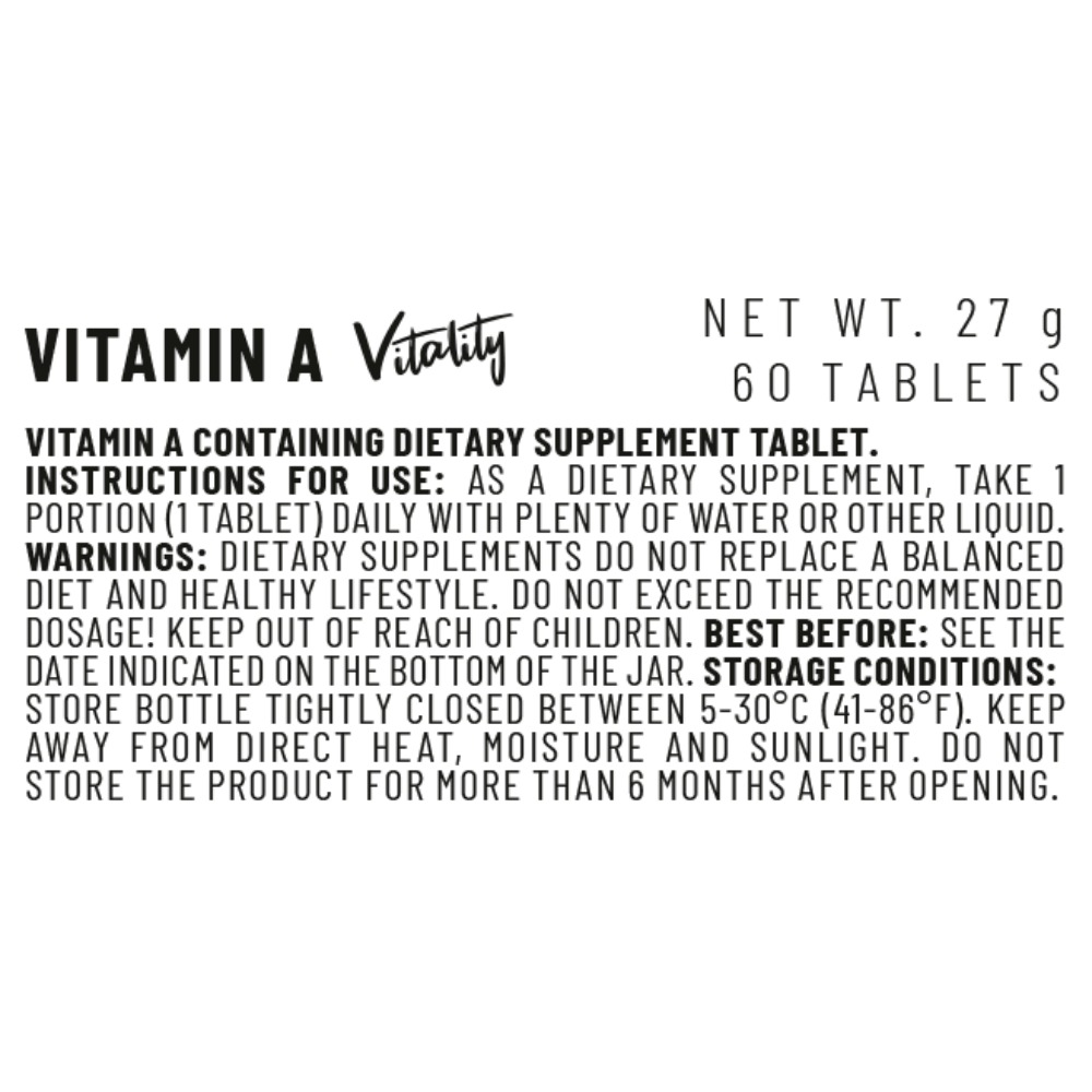 Vitacorp Vitality Vitamin A 60Tabs Best Price in Abu Dhabi