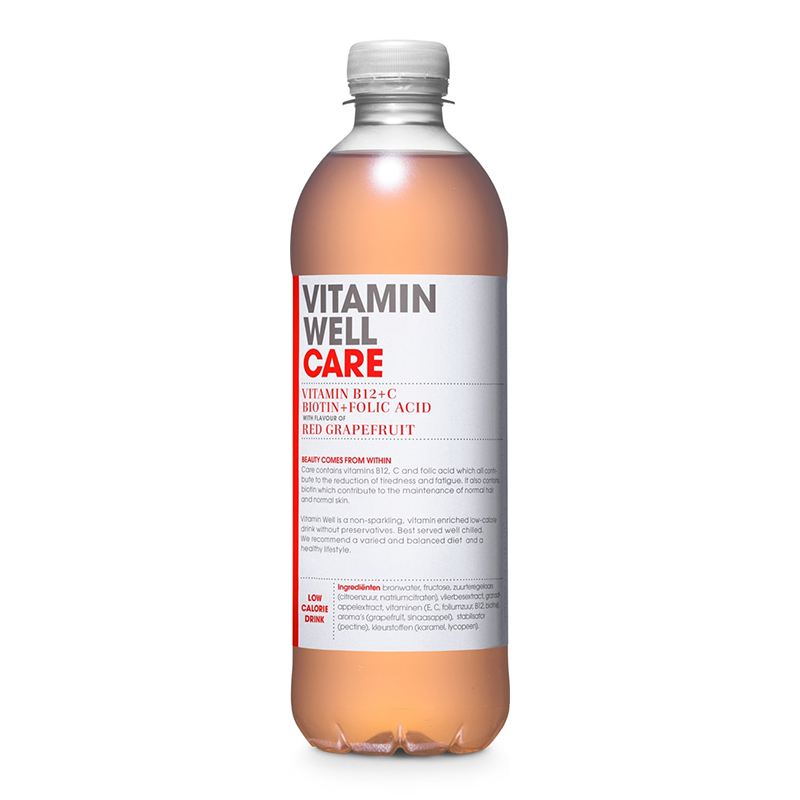 Vitamin Well CARE RED Grapefruit Vitamin B12 Biotin + Folic Acid Vegan - 12 x 500ml