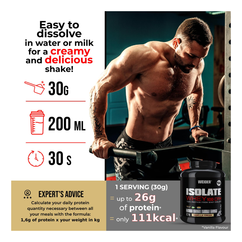 Weider Isolate Whey Protein 100 CFM 2 KG - Vanilla Creme Best Price in Abu Dhabi