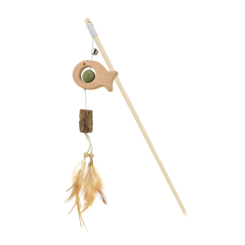 Wooden Animal Stick With Catnip And Feather Cat Toys